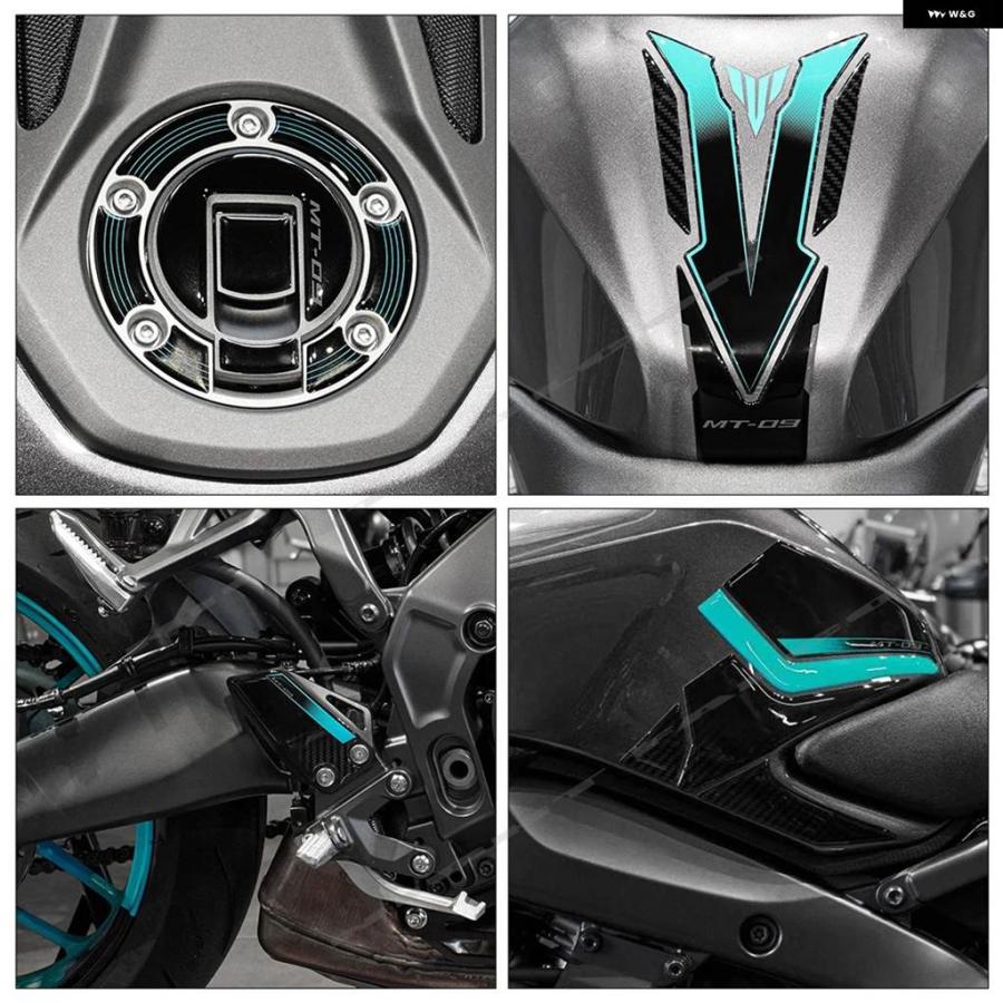 並行輸入品 MT-09 2024年式用 バイク 防水 ステッカー サイド パッド ステッカー キット 3D樹脂 ステッカーの画像