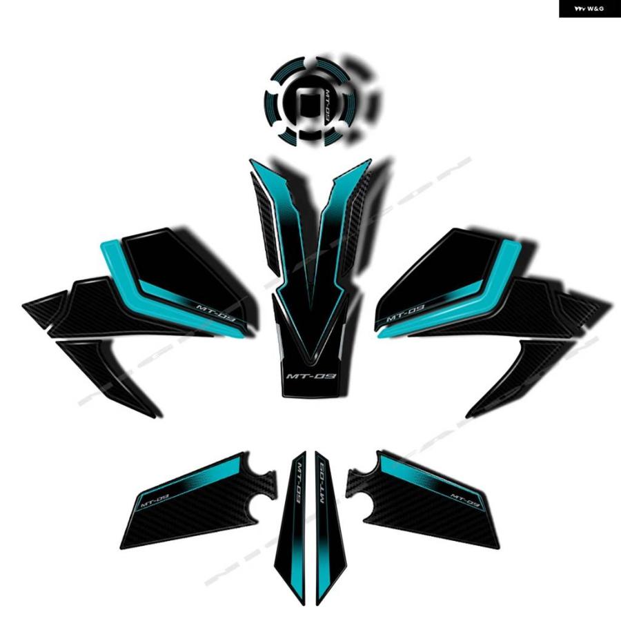 並行輸入品 MT-09 2024年式用 バイク 防水 ステッカー サイド パッド ステッカー キット 3D樹脂 ステッカーの画像