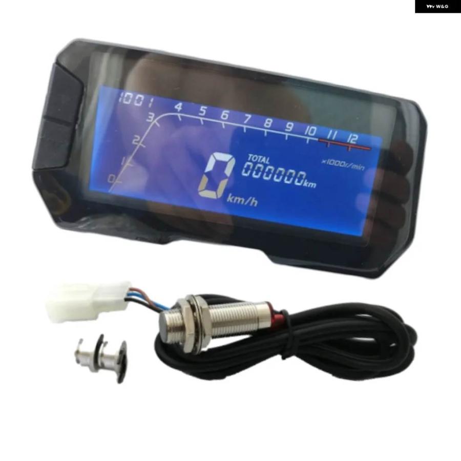 並行輸入品 12000 RPM オートバイ LCD デジタルスピード メーター オドメーター 12 Vの画像