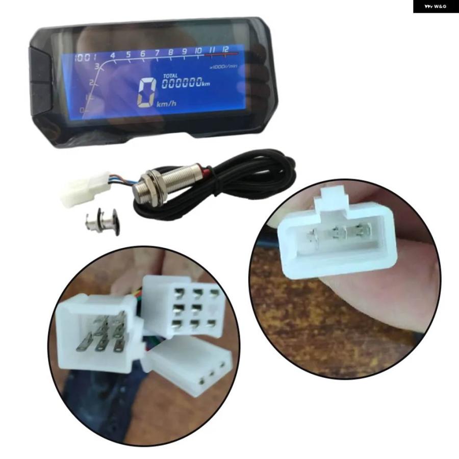 並行輸入品 12000 RPM オートバイ LCD デジタルスピード メーター オドメーター 12 Vの画像