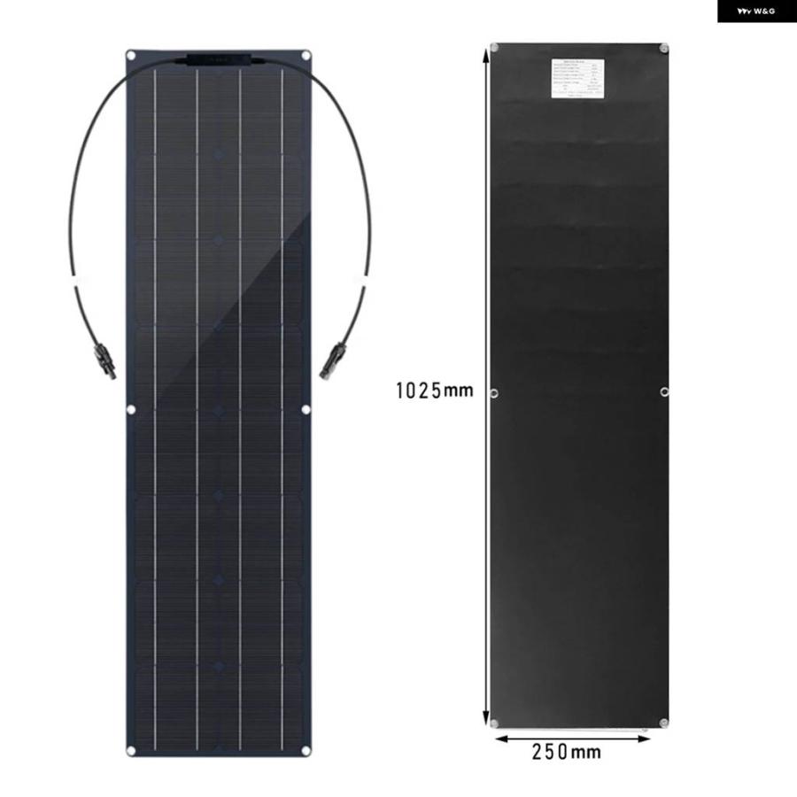 並行輸入品 50W 100W フレキシブルソーラー パネル 12V 軽量モノソーラー パネル キットの画像