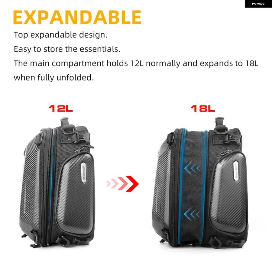 並行輸入品 バイク バックシートバッグ 防水 バイク テールバッグ 12L-18L 可能ハードシェル モト トランク ツーリング_3