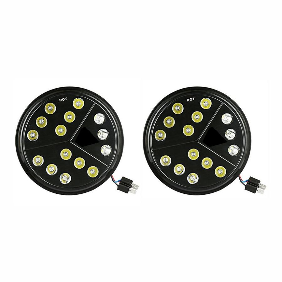 ジープ ラングラー ブラックメタル LED カスタムヘッドライト ヘッドライト HI/LOW 15LED JKの画像