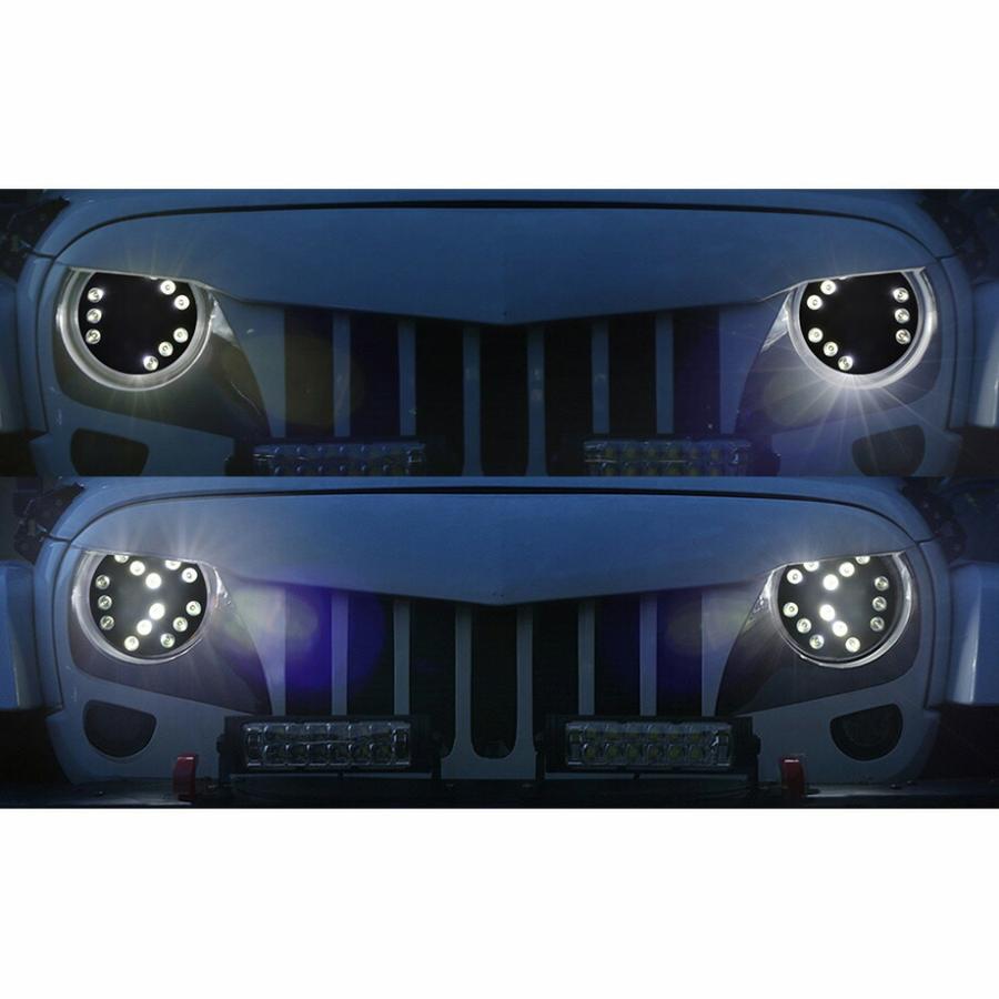 ジープ ラングラー ブラックメタル LED カスタムヘッドライト ヘッドライト HI/LOW 15LED JKの画像