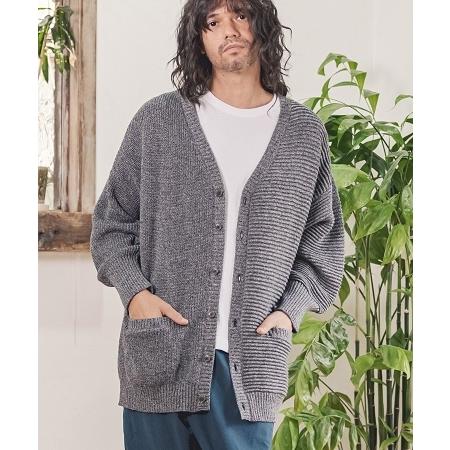 CAMBIO(カンビオ)】 Middle Gauge Cotton Knit Loose Cardigan