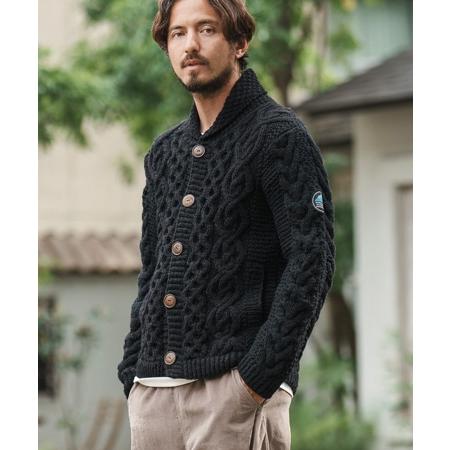 美品 バーバリーブラックレーベル ショールカーディガン ローゲージ編み L CAMBIO（カンビオ） 【】【HIMALAYAN CLIMBERS HAND-KNIT】手編み