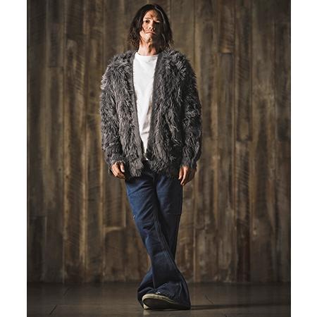 Glim Clap ブラックファーカーディガン GLIMCLAP 【GLIMCLAP(グリムクラップ)】Feather yarn Button less
