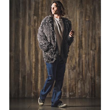 Glim Clap ブラックファーカーディガン GLIMCLAP 【GLIMCLAP(グリムクラップ)】Feather yarn Button less