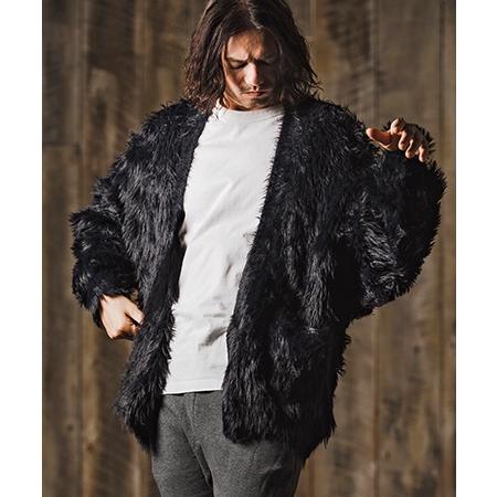 Glim Clap ブラックファーカーディガン GLIMCLAP 【GLIMCLAP(グリムクラップ)】Feather yarn Button less