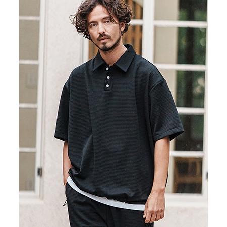 CAMBIO（カンビオ） 【】裾絞りジャガードカットポロシャツ(CMB-R0127