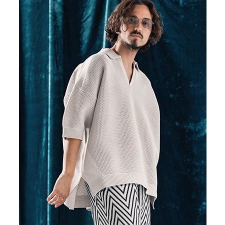 【ANGENEHM(アンゲネーム)】Skipper design airy yarn & mesh knitted polo shirt ニットポロシャツ(AG04-009scf)_14