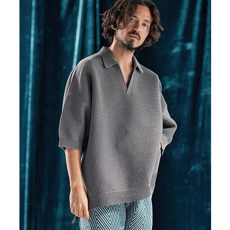 【ANGENEHM(アンゲネーム)】Skipper design airy yarn & mesh knitted polo shirt ニットポロシャツ(AG04-009scf)_19