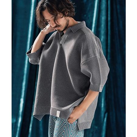 【ANGENEHM(アンゲネーム)】Skipper design airy yarn & mesh knitted polo shirt ニットポロシャツ(AG04-009scf)_20