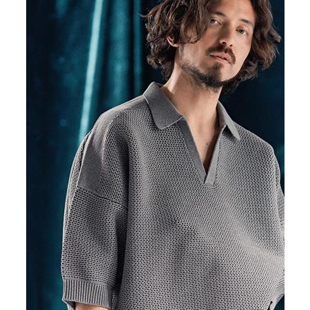 【ANGENEHM(アンゲネーム)】Skipper design airy yarn & mesh knitted polo shirt ニットポロシャツ(AG04-009scf)_21