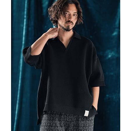 【ANGENEHM(アンゲネーム)】Skipper design airy yarn & mesh knitted polo shirt ニットポロシャツ(AG04-009scf)_5