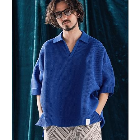 【ANGENEHM(アンゲネーム)】Skipper design airy yarn & mesh knitted polo shirt ニットポロシャツ(AG04-009scf)_8