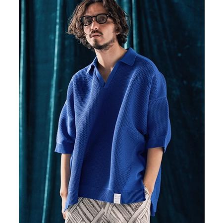 【ANGENEHM(アンゲネーム)】Skipper design airy yarn & mesh knitted polo shirt ニットポロシャツ(AG04-009scf)_9