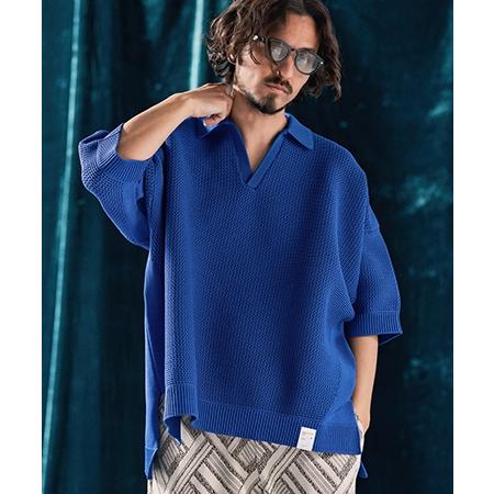 【ANGENEHM(アンゲネーム)】Skipper design airy yarn & mesh knitted polo shirt ニットポロシャツ(AG04-009scf)_10