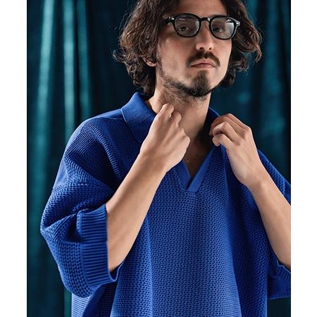 【ANGENEHM(アンゲネーム)】Skipper design airy yarn & mesh knitted polo shirt ニットポロシャツ(AG04-009scf)_11