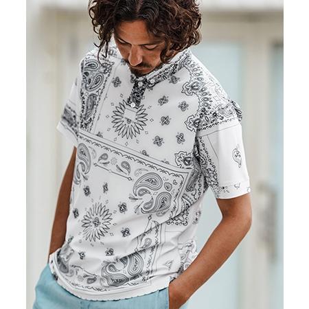1minute1second ポロシャツ(1M25H140) 1minute 1second（ワンミニットワンセカンド） 【】bandana pattern