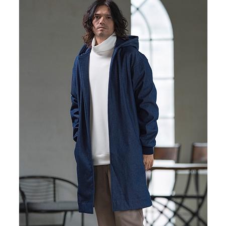 CAMBIO（カンビオ） 【】Fleece Bonding Denim Hooded Coat デニム