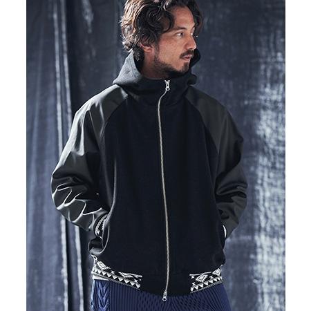 ANGENEHM（アンゲネーム） 【】Native pattern rib hooded blouson