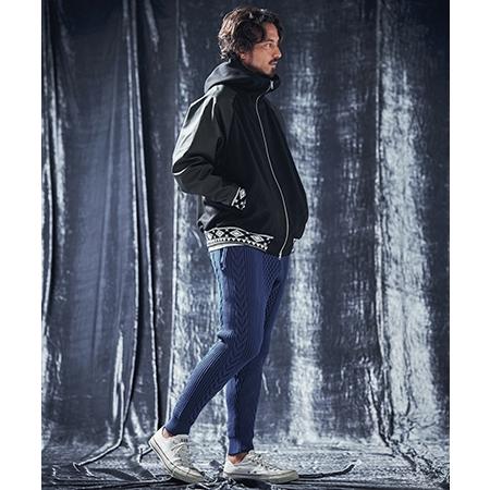 春ブルゾン イタリアのファッションブランド(ヤンマイエン) ANGENEHM（アンゲネーム） 【】Native pattern rib hooded blouson