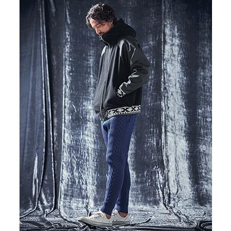 ANGENEHM（アンゲネーム） 【】Native pattern rib hooded blouson 