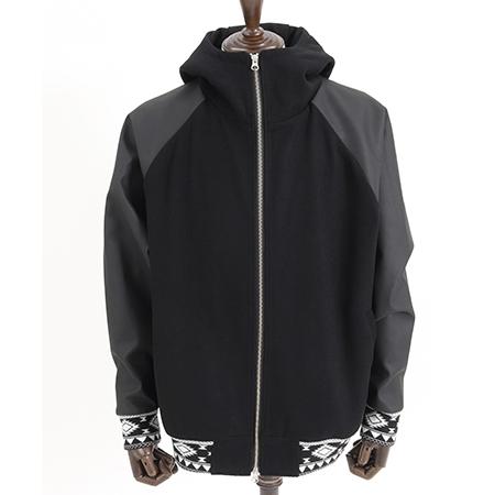 ANGENEHM（アンゲネーム） 【】Native pattern rib hooded blouson 