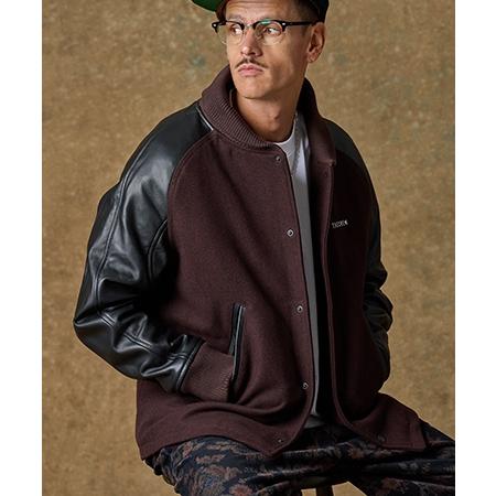 スタジャン MELTON ＆ LEATHER VARSITY JACKET メンズ wjk スタジャン