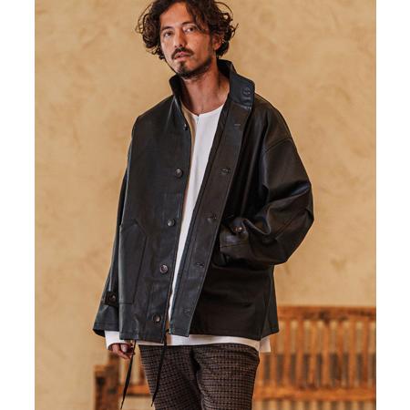 CAMBIO（カンビオ） 【】Synthetic Leather Military Stand Collar