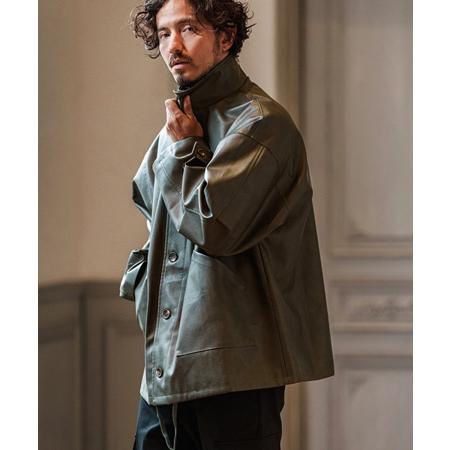 CAMBIO（カンビオ） 【】Synthetic Leather Military Stand Collar