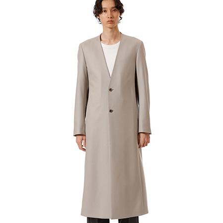 【ATTACHMENT(アタッチメント)】2-90 DOUBLE MELTON COLLARLESS MAXI COAT カラーレスチェスターコート(AC52-027)の画像