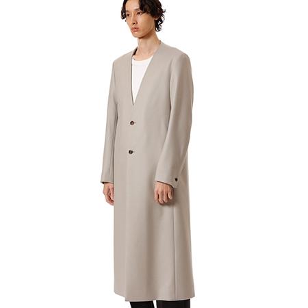 【ATTACHMENT(アタッチメント)】2-90 DOUBLE MELTON COLLARLESS MAXI COAT カラーレスチェスターコート(AC52-027)の画像