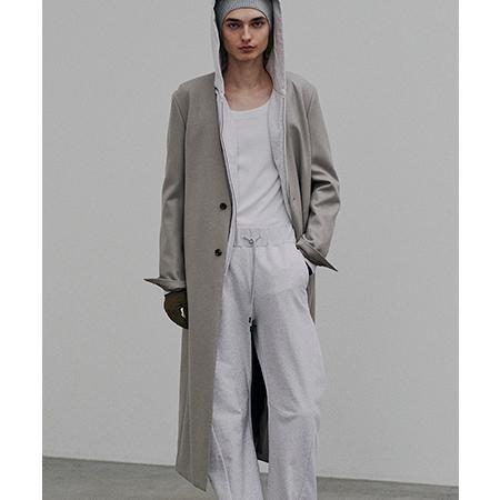 【ATTACHMENT(アタッチメント)】2-90 DOUBLE MELTON COLLARLESS MAXI COAT カラーレスチェスターコート(AC52-027)の画像