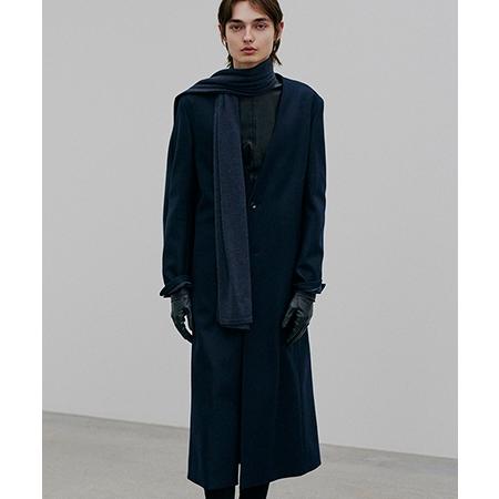【ATTACHMENT(アタッチメント)】2-90 DOUBLE MELTON COLLARLESS MAXI COAT カラーレスチェスターコート(AC52-027)の画像