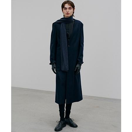 【ATTACHMENT(アタッチメント)】2-90 DOUBLE MELTON COLLARLESS MAXI COAT カラーレスチェスターコート(AC52-027)の画像