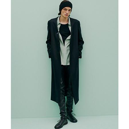 【ATTACHMENT(アタッチメント)】2-90 DOUBLE MELTON COLLARLESS MAXI COAT カラーレスチェスターコート(AC52-027)の画像
