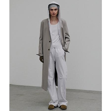 【ATTACHMENT(アタッチメント)】2-90 DOUBLE MELTON COLLARLESS MAXI COAT カラーレスチェスターコート(AC52-027)の画像