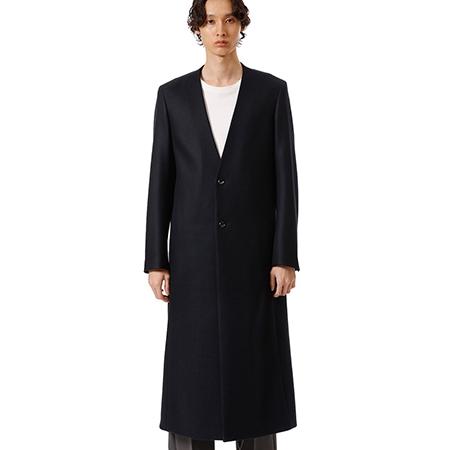 【ATTACHMENT(アタッチメント)】2-90 DOUBLE MELTON COLLARLESS MAXI COAT カラーレスチェスターコート(AC52-027)の画像