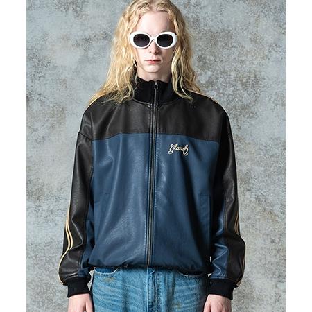 【glamb(グラム)】Synth Leather Track Jacket シンセレザートラックジャケット(GB0325-JKT10)の画像