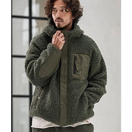 CAMBIO（カンビオ） 【】Poodle Like Boa High Neck Hooded Blouson
