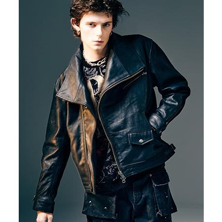 【glamb(グラム)】High Neck Leather Jacket ハイネックレザージャケット(GB0425-JKT01)の画像