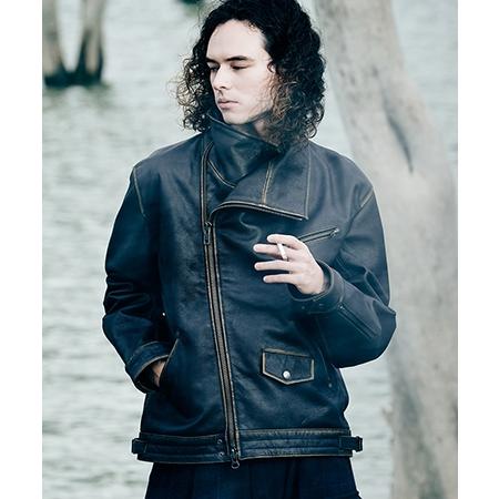 【glamb(グラム)】High Neck Leather Jacket ハイネックレザージャケット(GB0425-JKT01)の画像