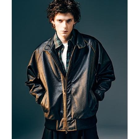 【glamb(グラム)】Leather Bomber Jacket レザーボマージャケット(GB0425-JKT04)の画像