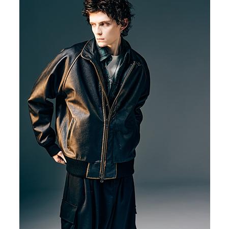 【glamb(グラム)】Leather Bomber Jacket レザーボマージャケット(GB0425-JKT04)の画像