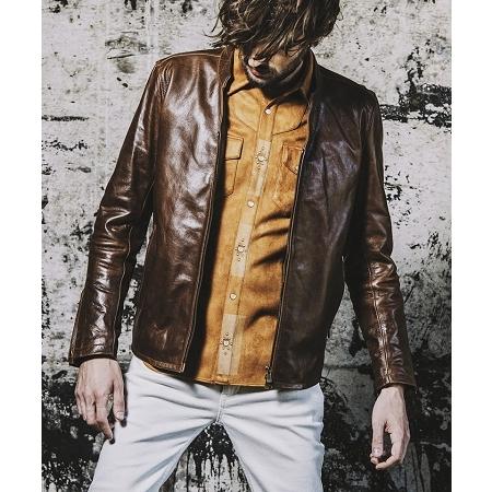 no id. コーティング レザー ジャケット アウター 平成 お兄系 v系 NO ID.（ノーアイディー） 【】カウレザーVネックシングルライダース