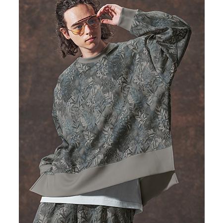 Jih Nunc（ジーヌンク） 【】リーフ総柄ポンチ切り替えプルオーバー