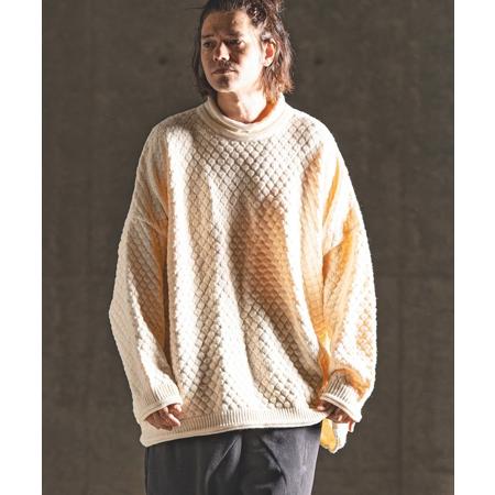 【GLIMCLAP(グリムクラップ)】Oversized loose neck popcorn sweater ルーズネックニット(17-169-gla-ce)