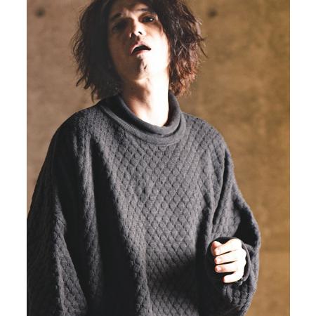 【GLIMCLAP(グリムクラップ)】Oversized loose neck popcorn sweater ルーズネックニット(17-169-gla-ce)